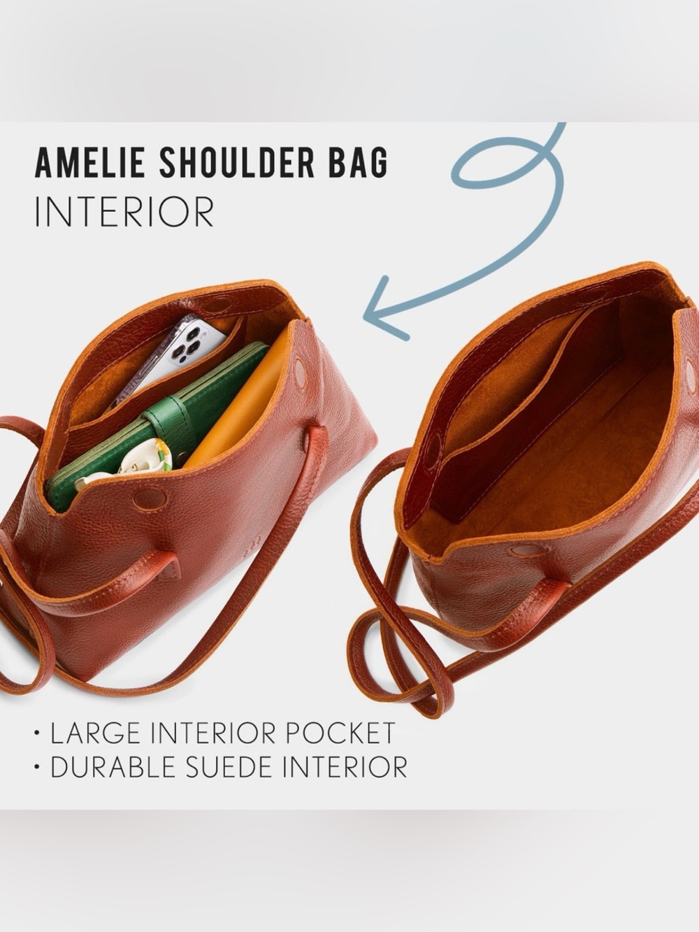 Portland Leather ‘Amelie’ Shoulder Bag - Picture 2 of 16